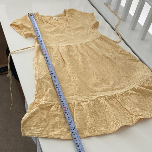 PACT Organic Cotton Coastal Gauze Breezy Dress with Pockets Sungold Yellow Small - Picture 10 of 10